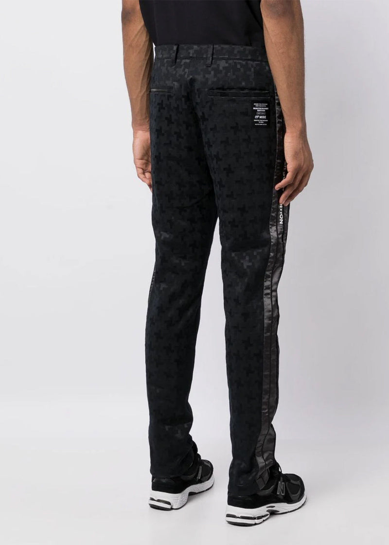 MASTER BUNNY EDITION Black Deformed Staggered Jacquard Trousers - NOBLEMARS