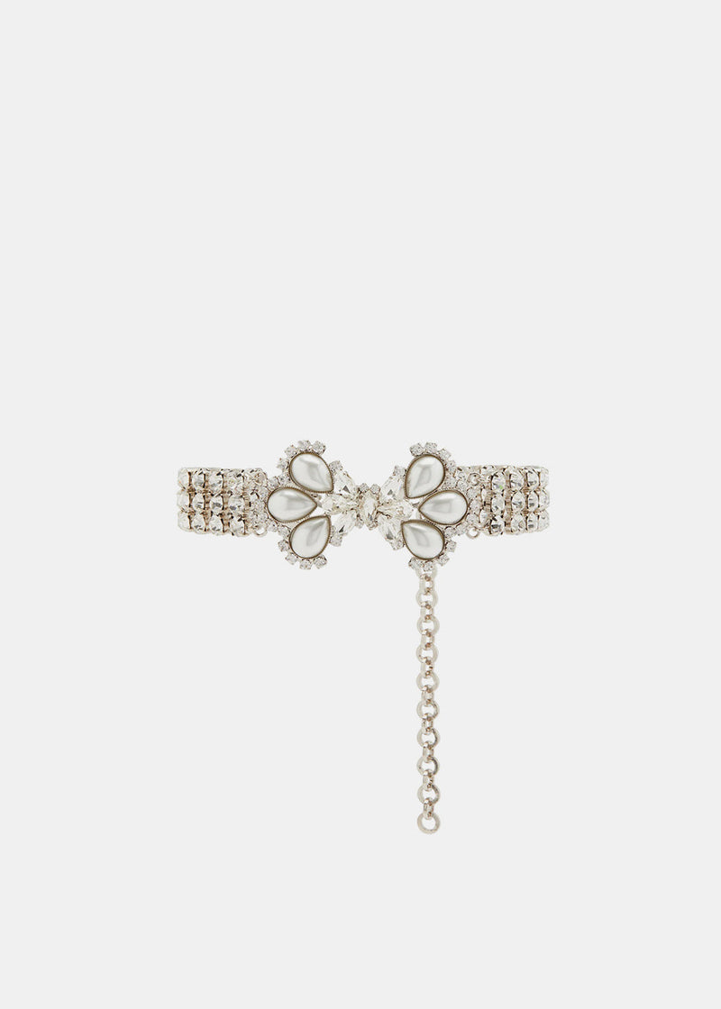 Alessandra Rich Crystal And Pearl Choker - NOBLEMARS