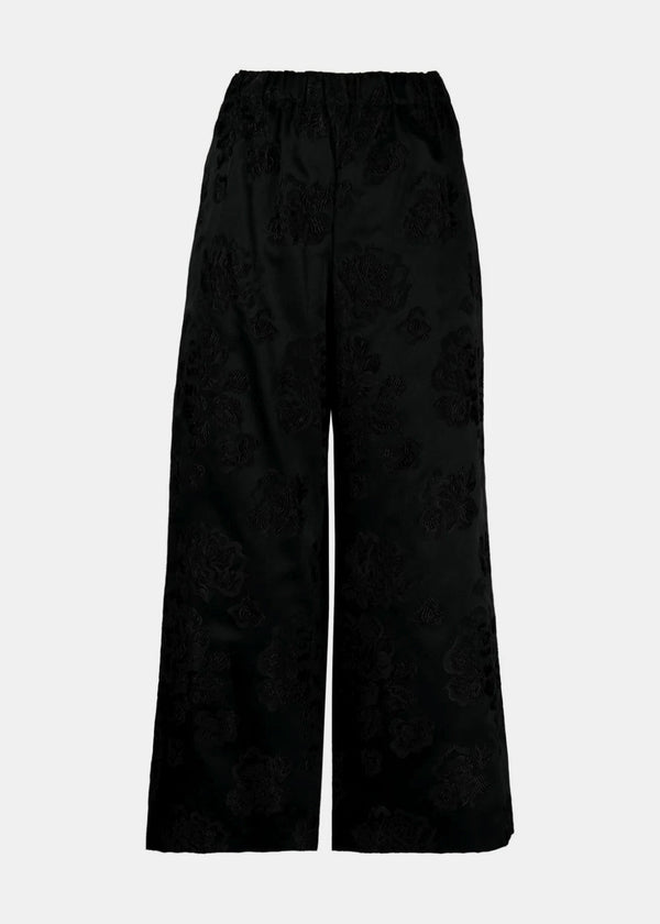 COMME DES GARçONS COMME DES GARçONS Black Floral-Motif Cropped Trousers - NOBLEMARS