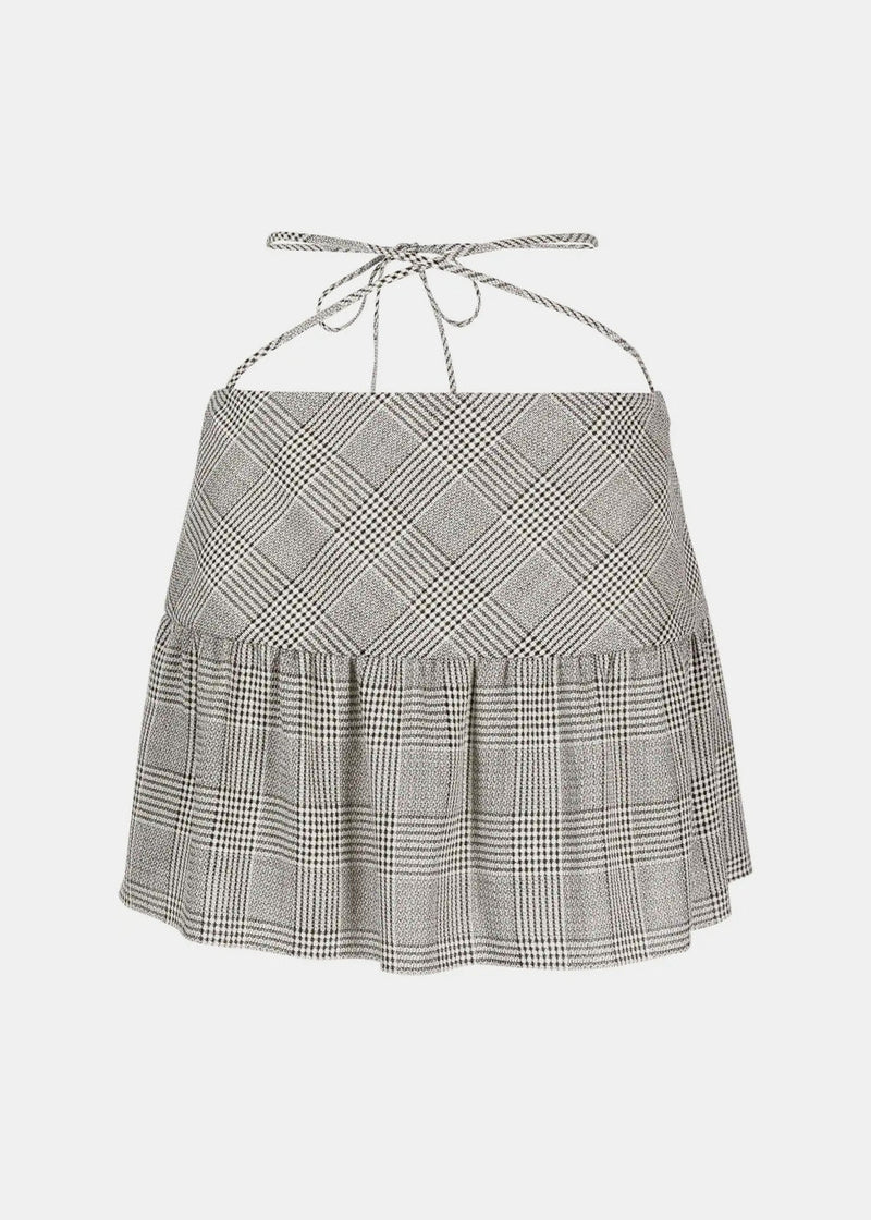 Alessandra Rich Grey Prince De Galles Mini Skirt - NOBLEMARS