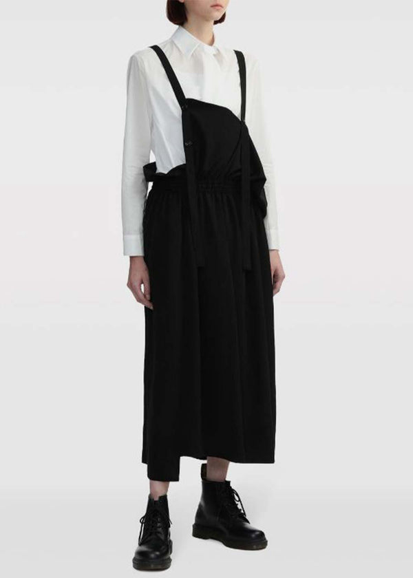 Y'S Black Asymmetric Ruffled Midi Skirt - NOBLEMARS