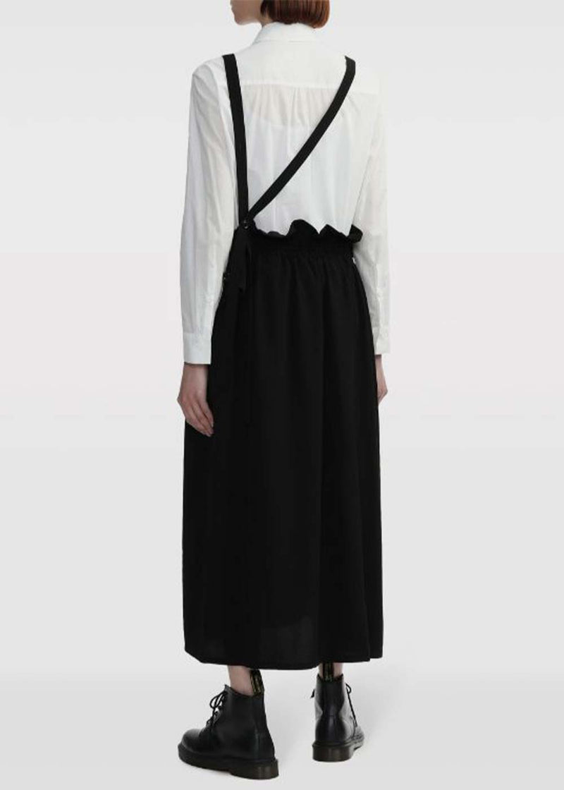 Y'S Black Asymmetric Ruffled Midi Skirt - NOBLEMARS