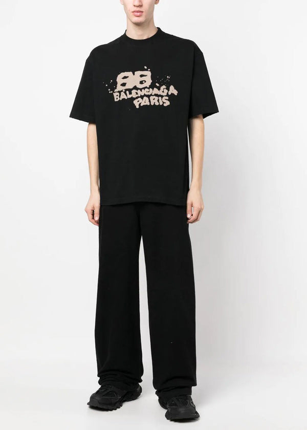 Balenciaga Black Logo-Print T-Shirt - NOBLEMARS