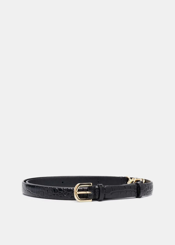 Toteme Black Double Clasp Leather Belt - NOBLEMARS