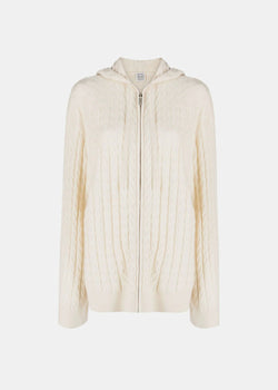 TOTEME Cream White Zipped Cable-Knit Cardigan - NOBLEMARS