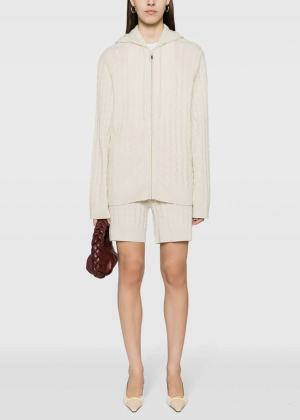 TOTEME Cream White Zipped Cable-Knit Cardigan - NOBLEMARS