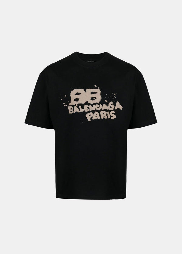 Balenciaga Black Logo-Print T-Shirt - NOBLEMARS
