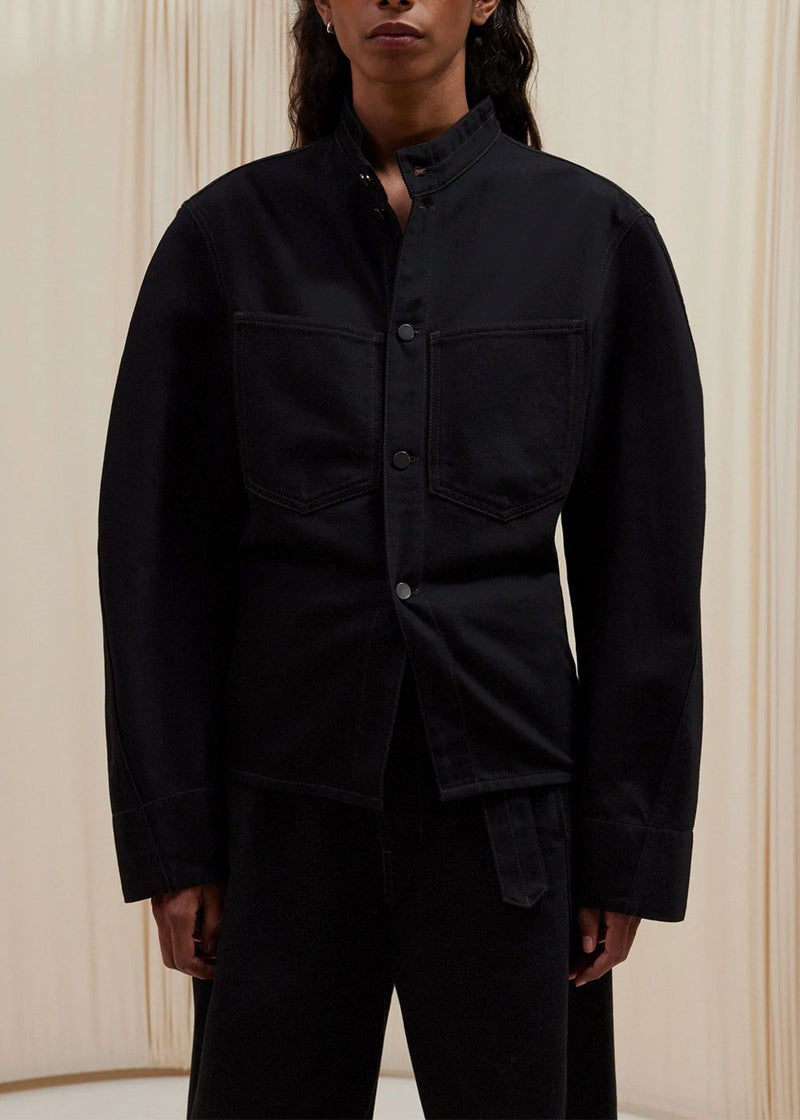 LEMAIRE Black Denim Curved Sleeve Jacket - NOBLEMARS