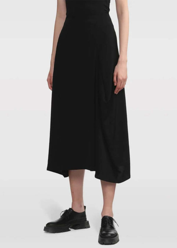 Y'S Black Y-Panel Tuck Flared Skirt - NOBLEMARS