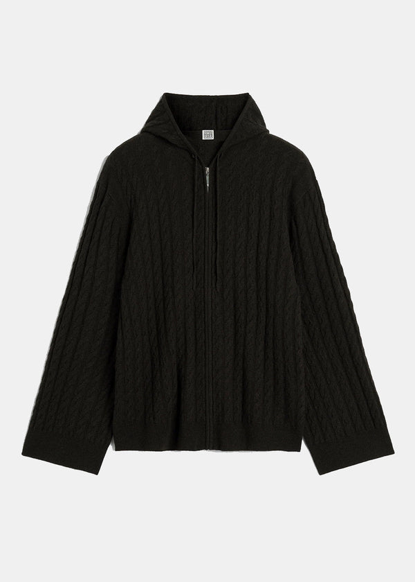 TOTEME Espresso Zipped Cable-Knit Cardigan - NOBLEMARS