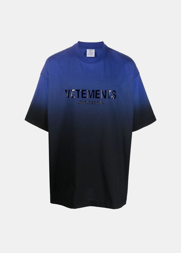 VETEMENTS Blue Gradient Logo Limited Edition T-Shirt - NOBLEMARS