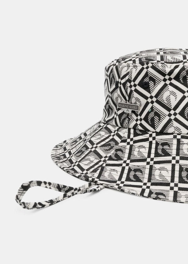 Marine Serre Black & White Jacquard Bucket Hat - NOBLEMARS