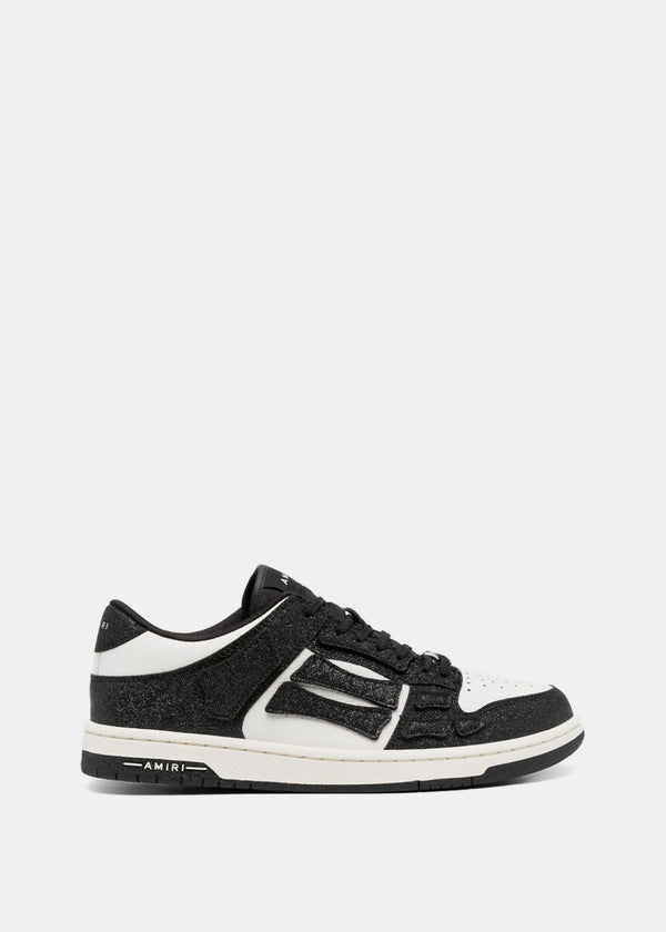 AMIRI Shimmering Black/White Skel Top Low Sneakers - NOBLEMARS