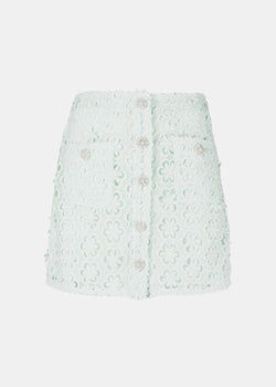 Self-Portrait Mint Daisy Guipure Mini Skirt - NOBLEMARS