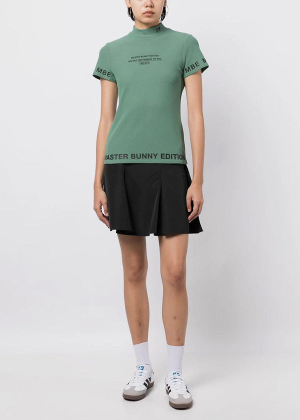 MASTER BUNNY EDITION Khaki Ecopet Honeycomb Mock Neck T-Shirt - NOBLEMARS
