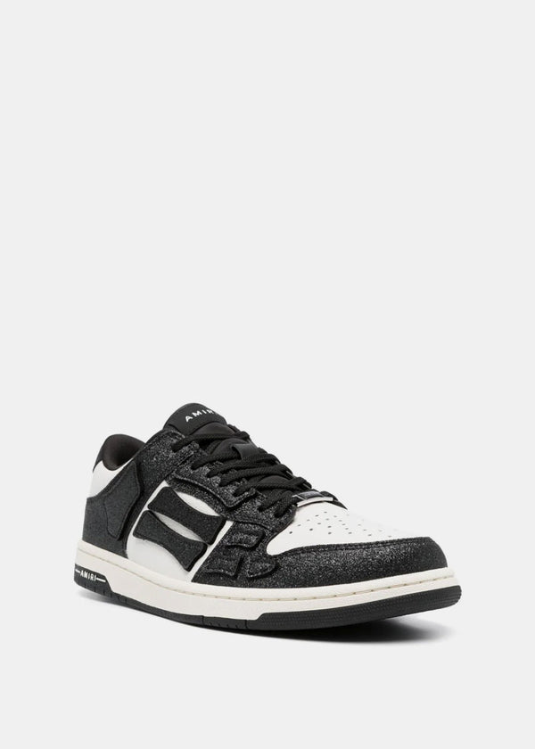 AMIRI Shimmering Black/White Skel Top Low Sneakers - NOBLEMARS