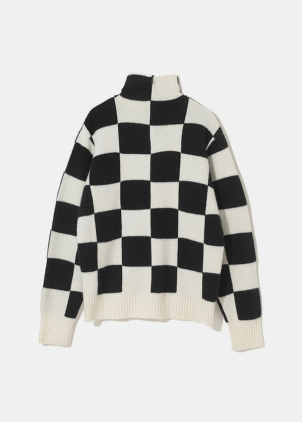 Undercover Black/White Check Turtleneck Sweater