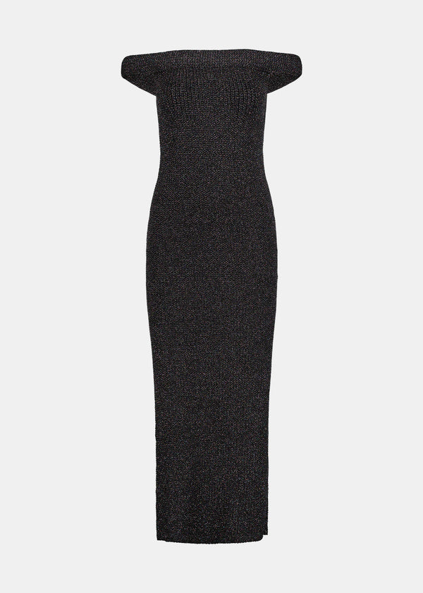 TOTEME Black Off Shoulder Roll Knit Dress - NOBLEMARS
