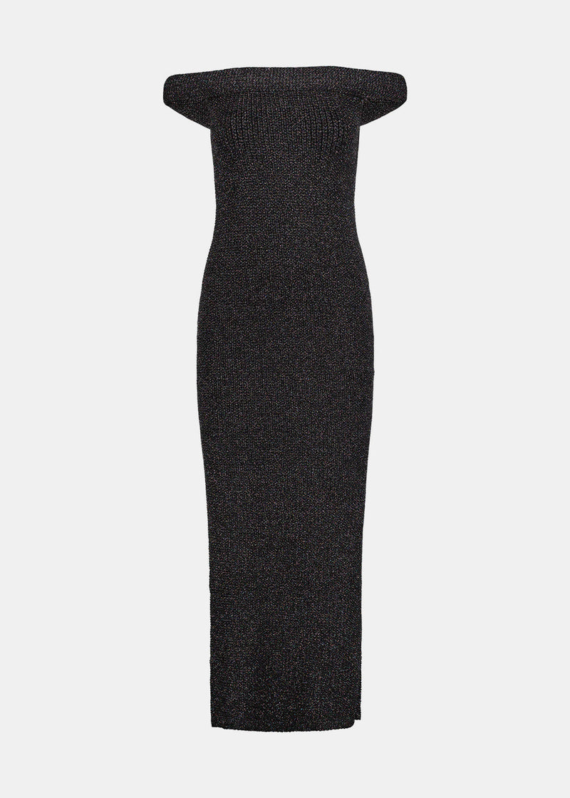 TOTEME Black Off Shoulder Roll Knit Dress - NOBLEMARS