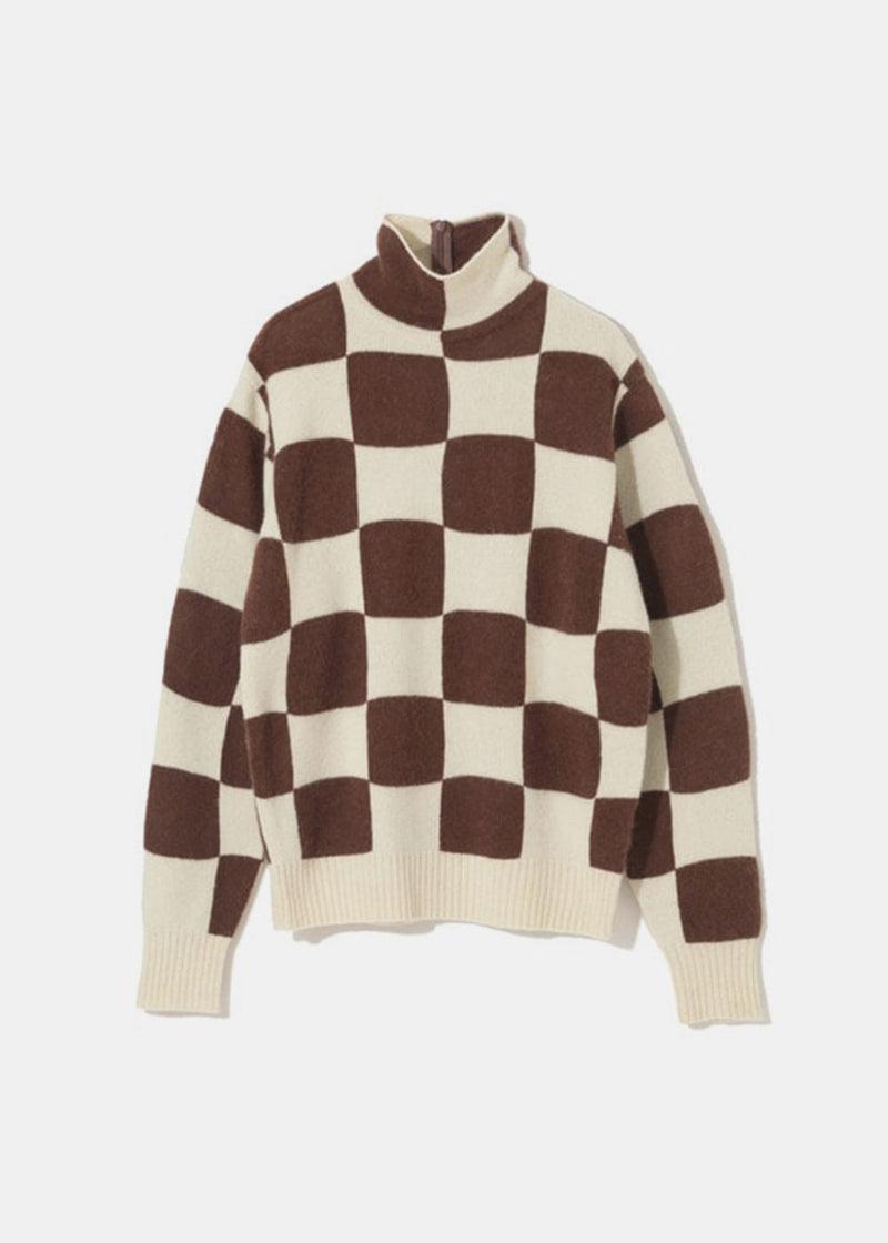 Undercover Brown/White Check Turtleneck Sweater