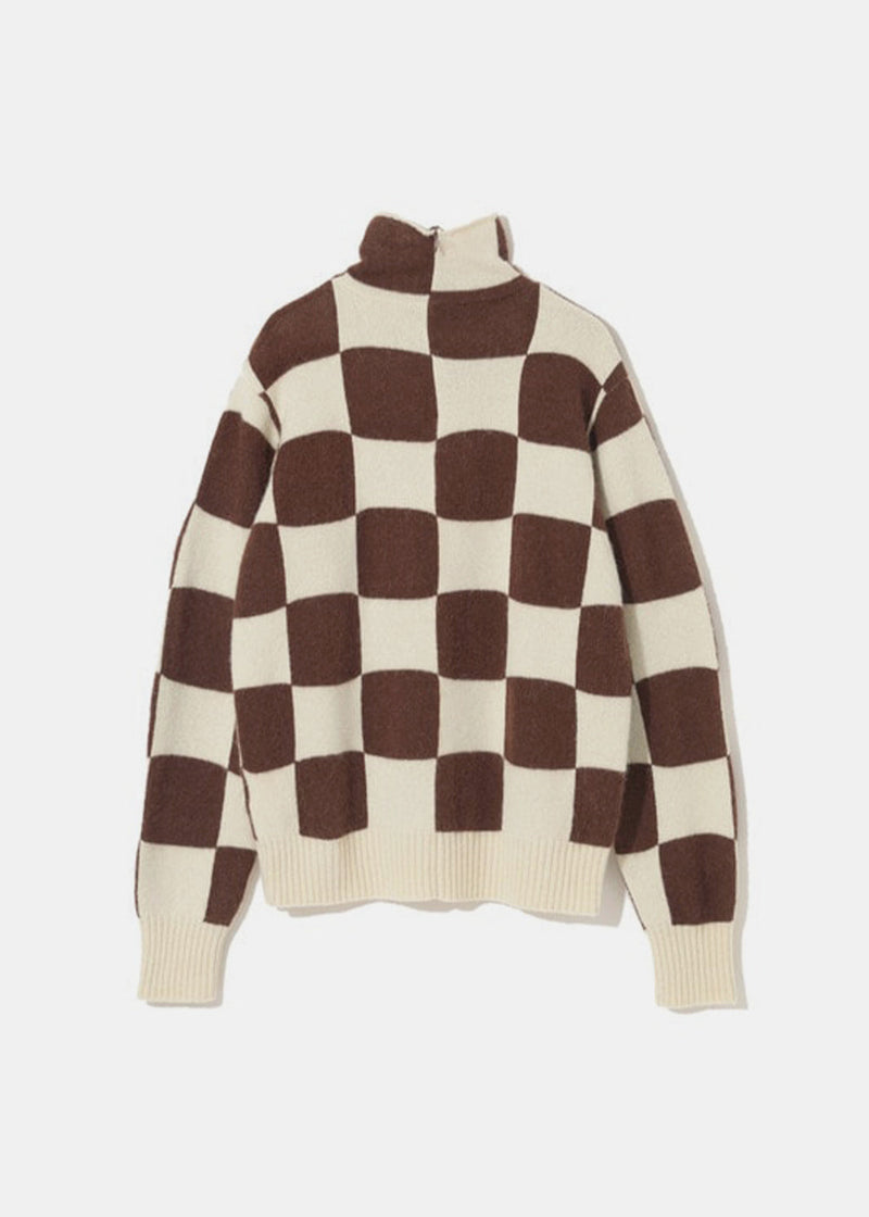 Undercover Brown/White Check Turtleneck Sweater