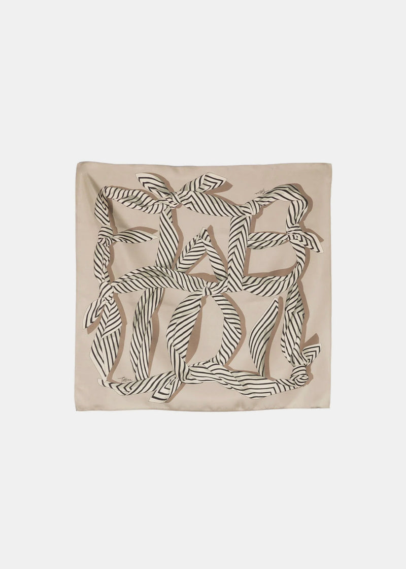 Knotted monogram silk scarf brown