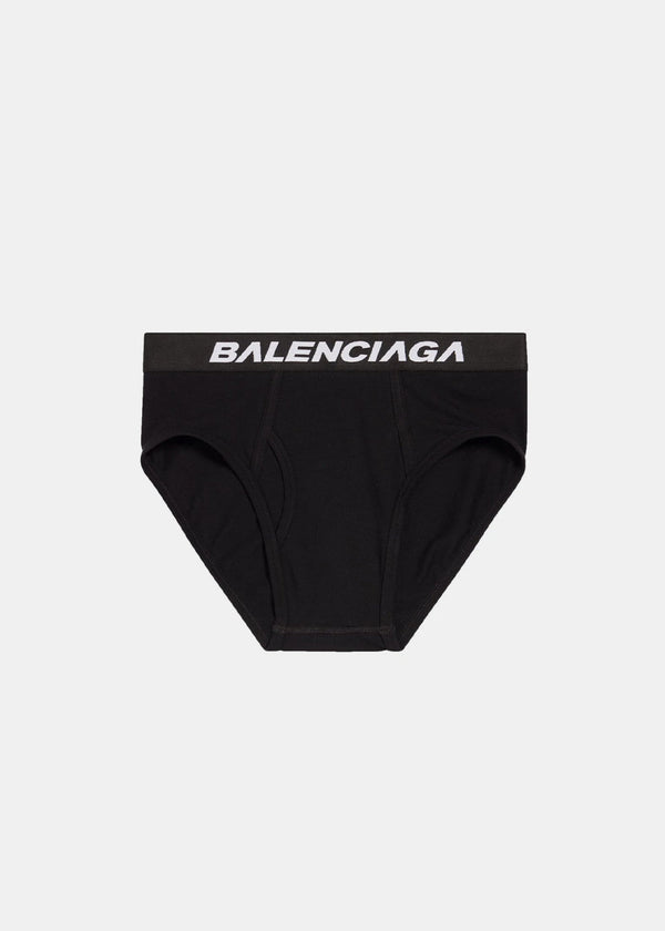 BALENCIAGA Black Racer Logo Wasitband Brief - NOBLEMARS