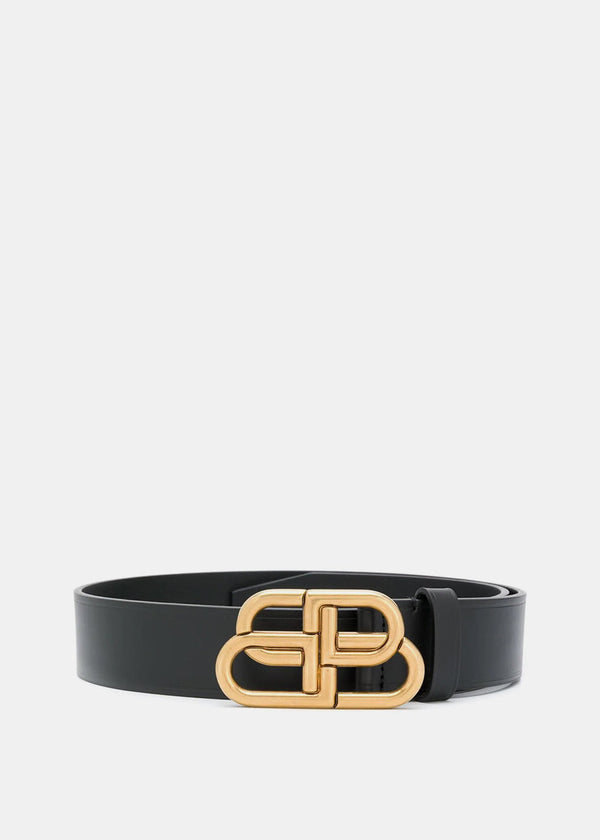 Balenciaga Black & Gold BB Logo Belt - NOBLEMARS