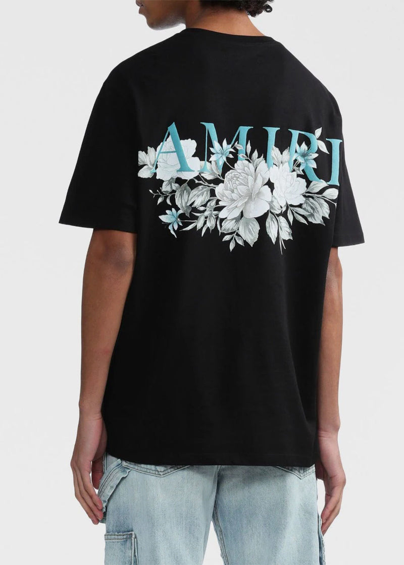 AMIRI Black Floral Amiri Logo T-Shirt - NOBLEMARS