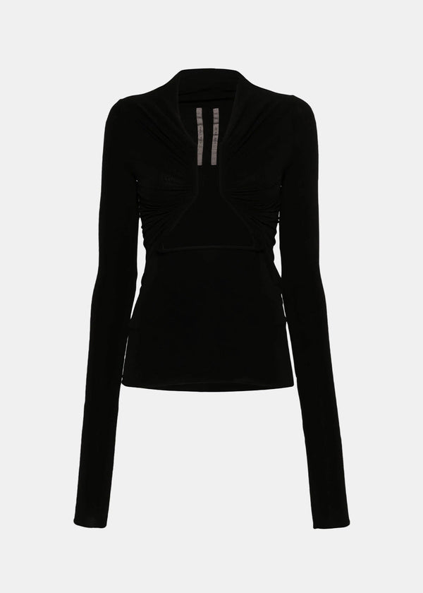 RICK OWENS Black Prong Cut-out Top - NOBLEMARS