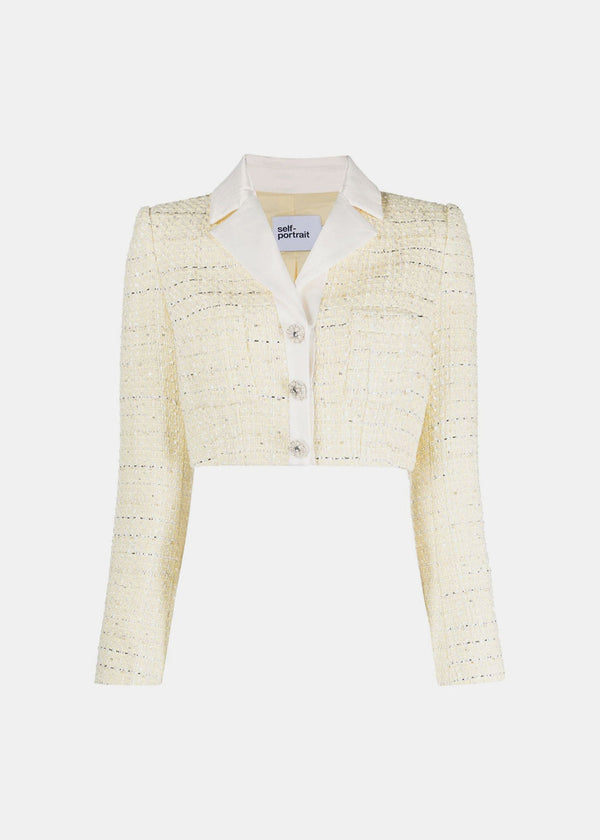 Self-Portrait Yellow Boucle Cropped Jacket - NOBLEMARS
