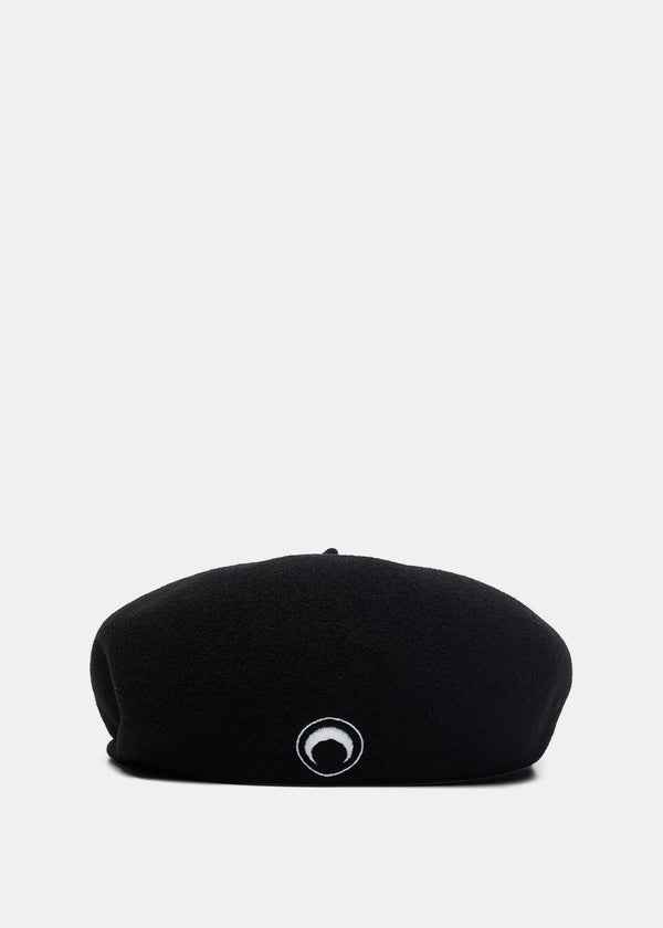 Marine Serre Black Embroidered French Beret - NOBLEMARS