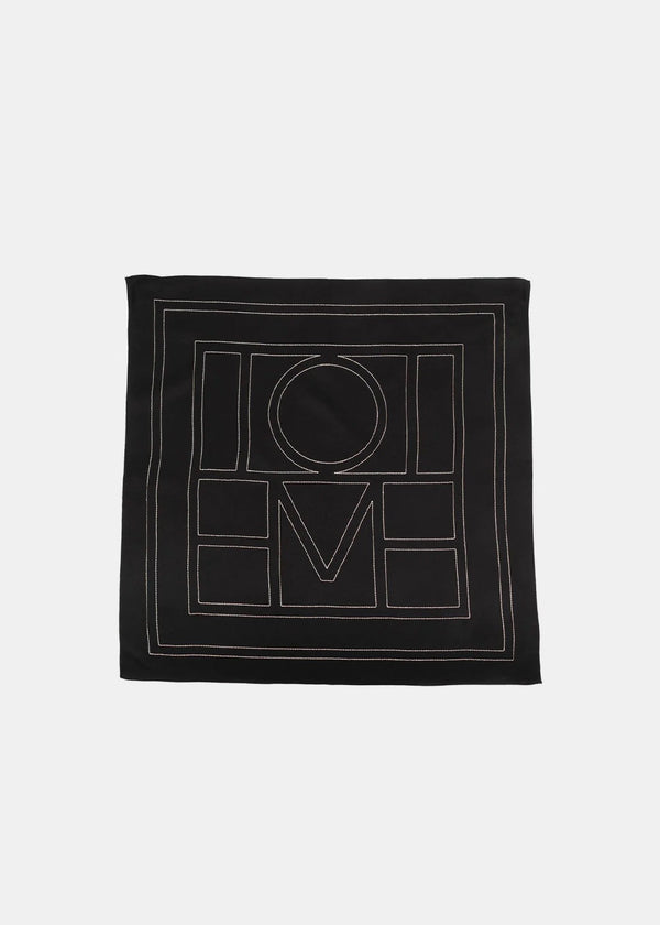 Toteme Black Embroidered Monogram Scarf - NOBLEMARS