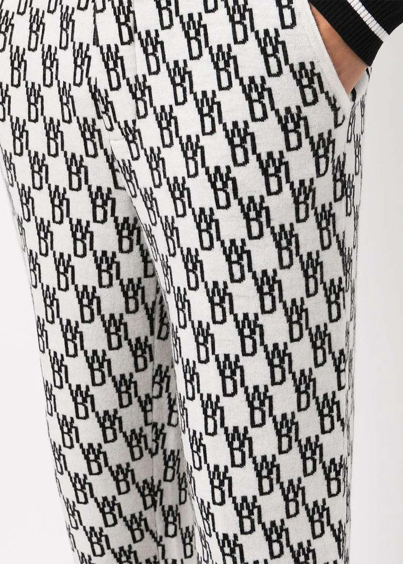 We11done Ivory Monogram Intarsia-Knit Track Pants - NOBLEMARS