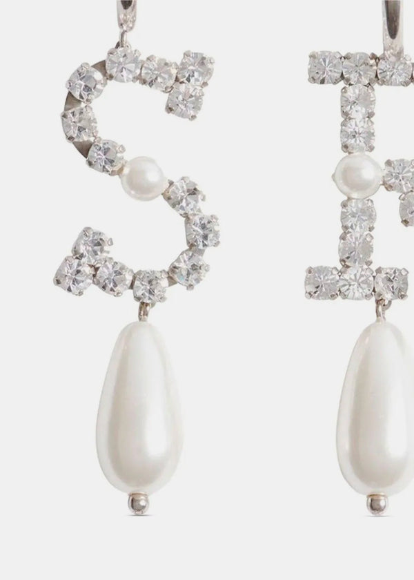 SIMONE ROCHA Crystal Embellished Faux-Pearl Hoop Earrings - NOBLEMARS
