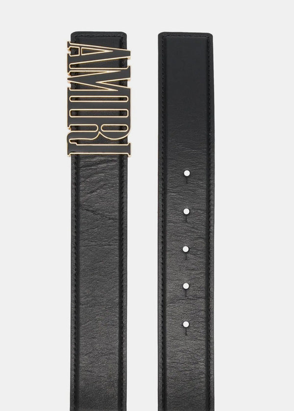 AMIRI Black Logo-Plaque Leather Belt - NOBLEMARS
