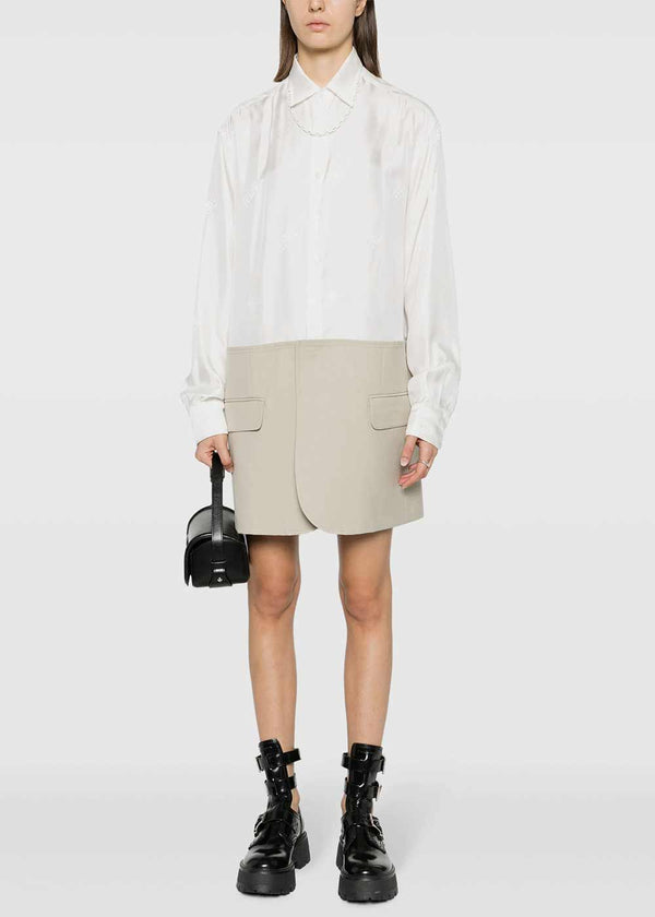 MM6 MAISON MARGIELA Off White Spliced Embroidered Shirtdress - NOBLEMARS