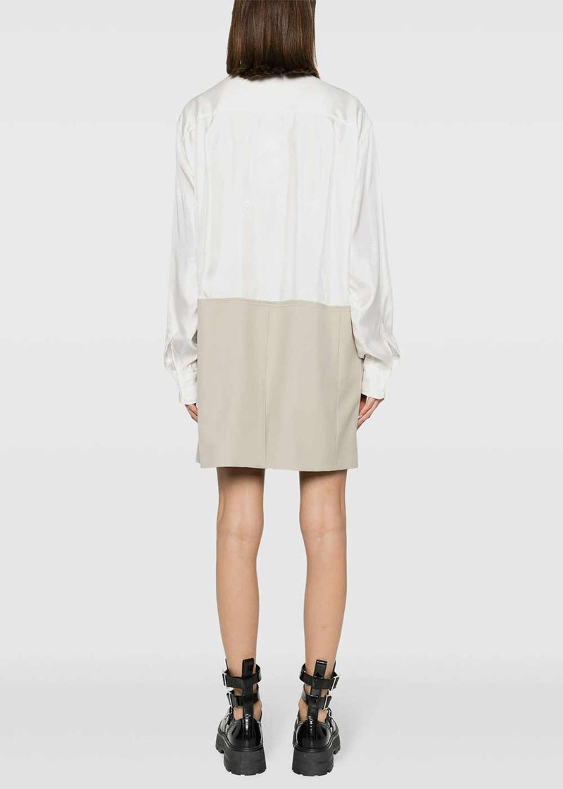 MM6 MAISON MARGIELA Off White Spliced Embroidered Shirtdress - NOBLEMARS