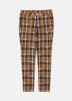 PEARLY GATES Beige Cotton Stretch Calze Check Pants - NOBLEMARS