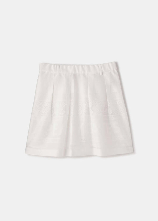 PEARLY GATES White Embroidered Jacquard Mini Skirt - NOBLEMARS