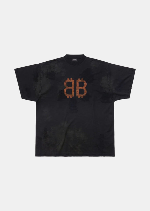 Balenciaga Black Crypto Logo-Print T-Shirt - NOBLEMARS
