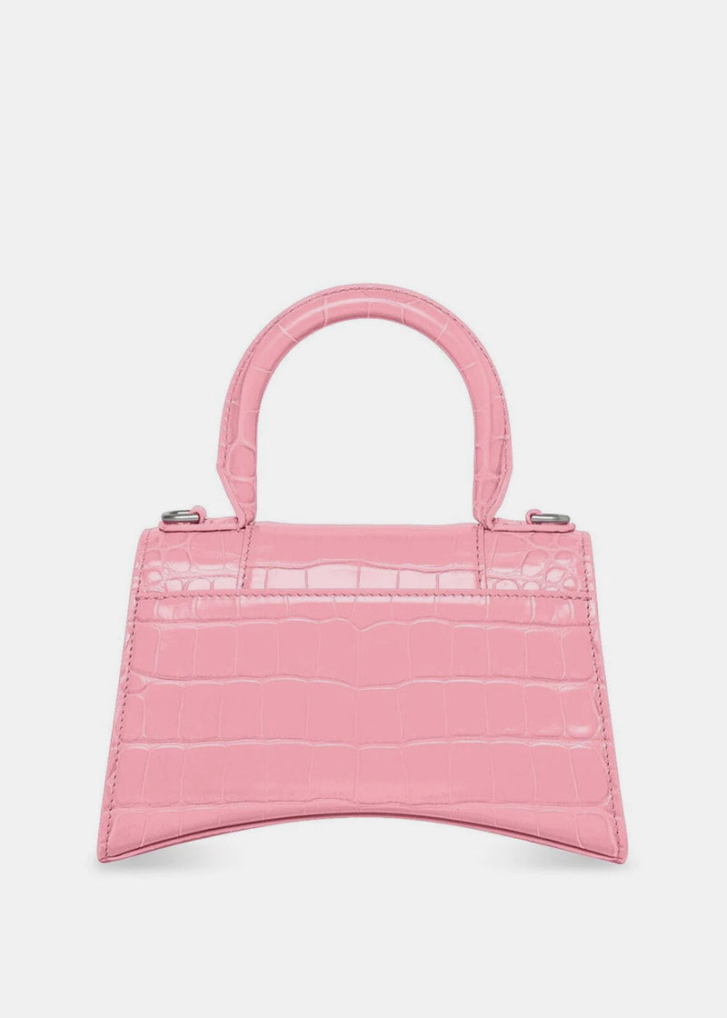 Balenciaga Hourglass Small Bag - Sweet Pink Croc/Silver