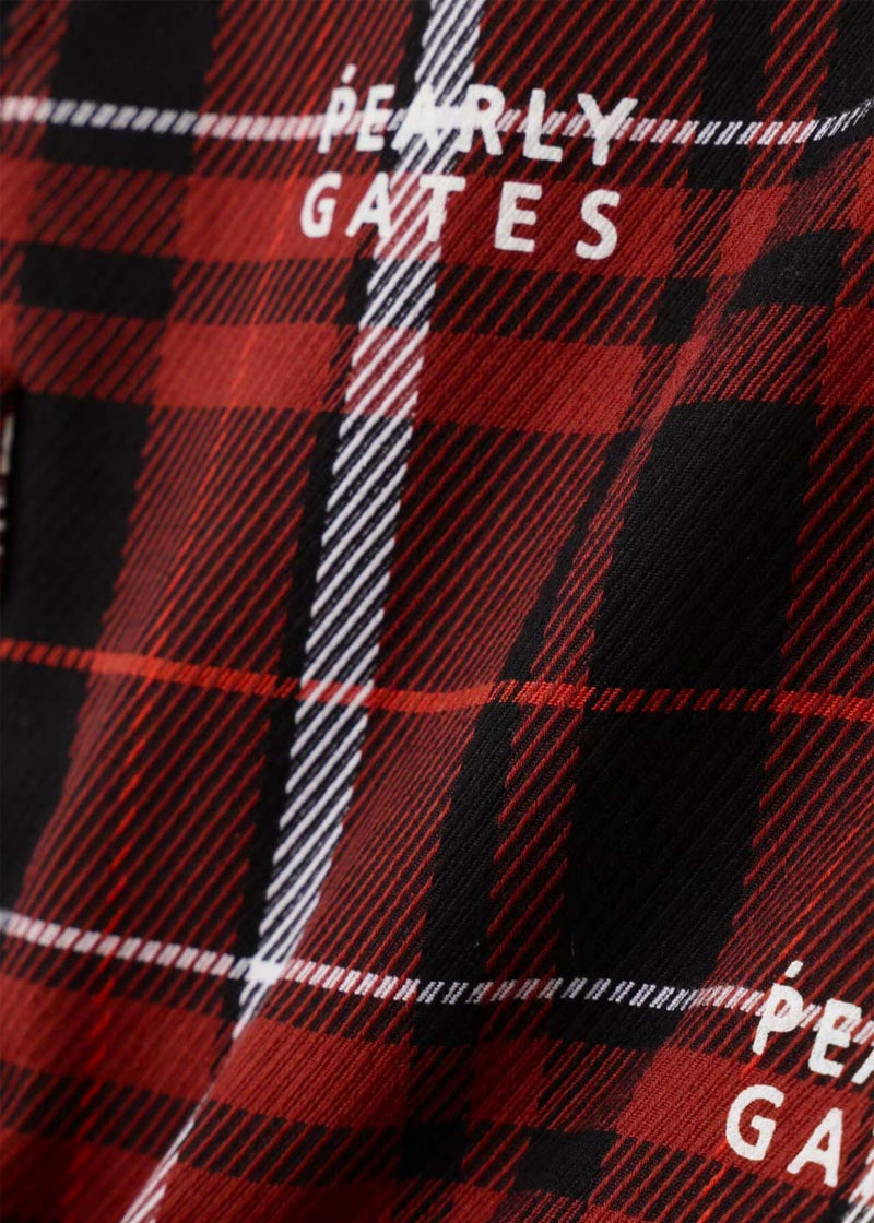 PEARLY GATES Red Cotton Stretch Calze Check Pants - NOBLEMARS