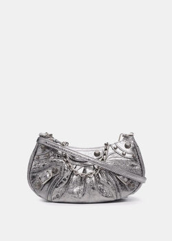 Le Cagole Mini Leather Duffel Bag in Silver - Balenciaga