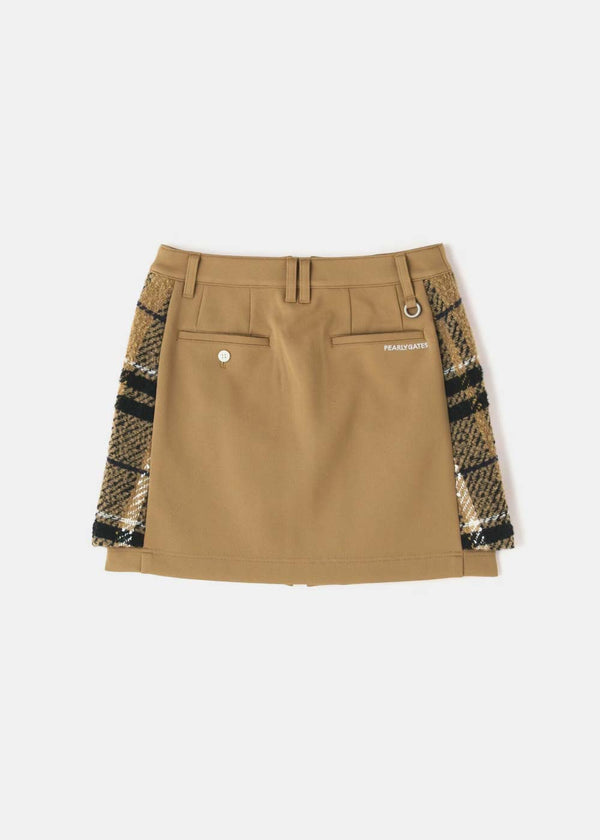 PEARLY GATES Beige TEXBRID Knit Check Skirt - NOBLEMARS