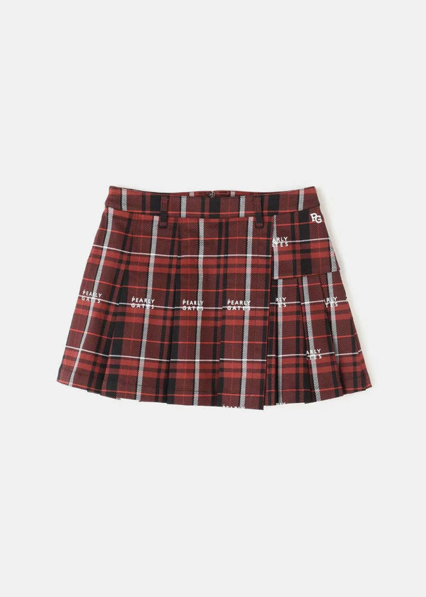 PEARLY GATES Red Cotton Stretch Calze Check Skirt - NOBLEMARS