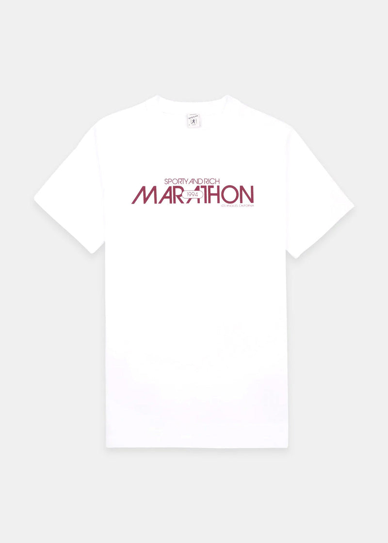 Sporty & Rich White Marathon T-Shirt - NOBLEMARS