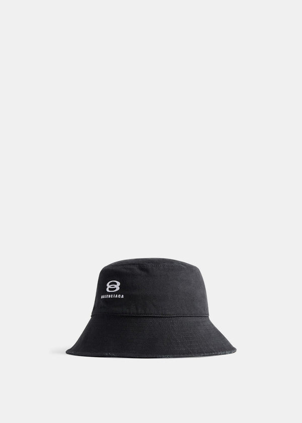 BALENCIAGA Black Logo Embroidery Bucket Hat - NOBLEMARS