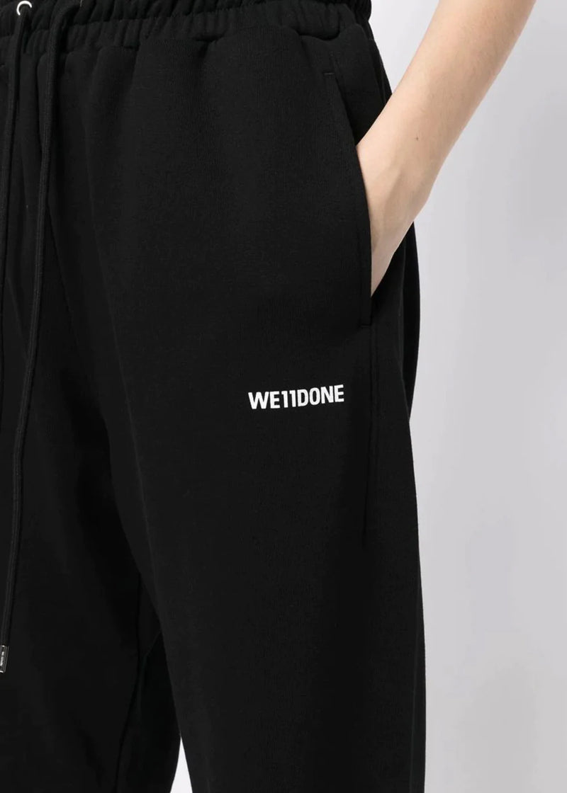 We11done Black Logo-Print Drawstring Track Pants - NOBLEMARS