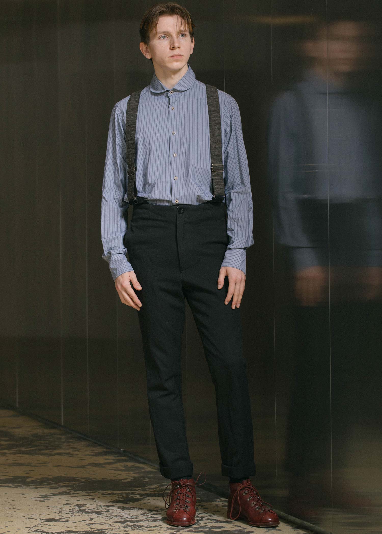 Geoffrey B. Small Black Suspender Trousers - NOBLEMARS